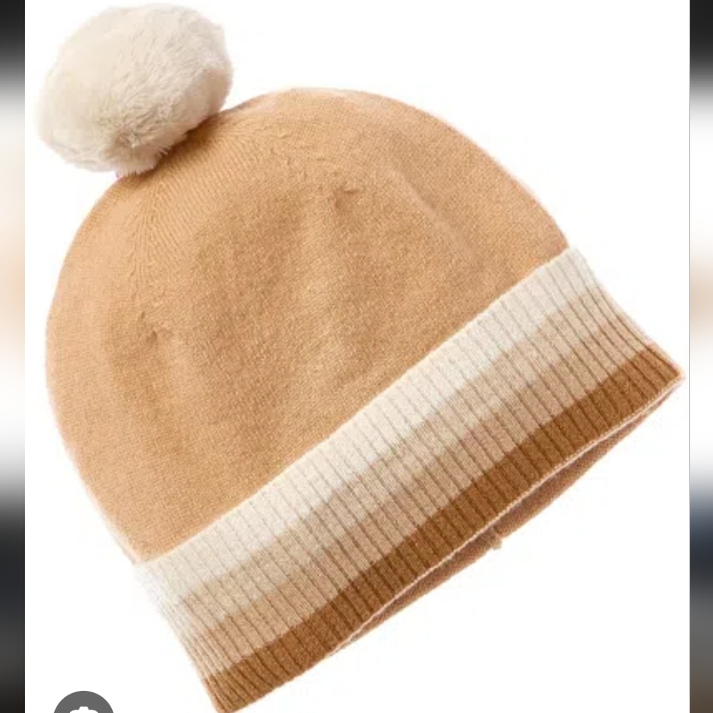 NWT BRODIE CASHMERE Contrast Stripe Cashmere Hat Winter Cap